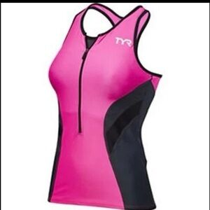 TYR Women's Vibrant Pink and Black Tank Top